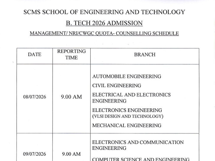 Counselling Schedule